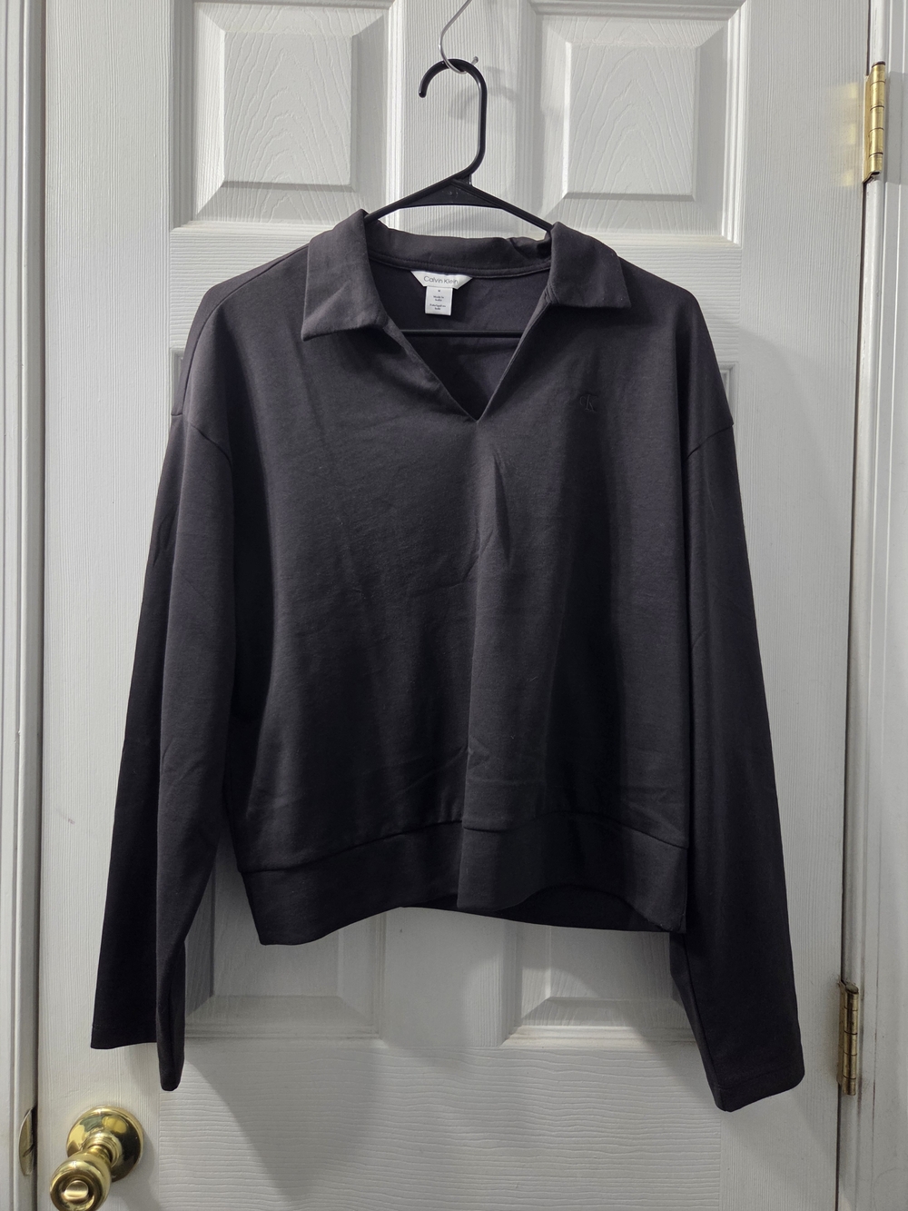 Calvin Klein Dark Charcoal Collar Knit Top